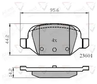 Brake pads set for rear wheels ADB01026